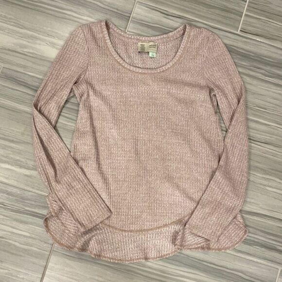 ✨ Anthropologie Saturday Sunday Wendy Waffle Knit Thermal Top Ruffle Wrap✨ - Picture 4 of 9